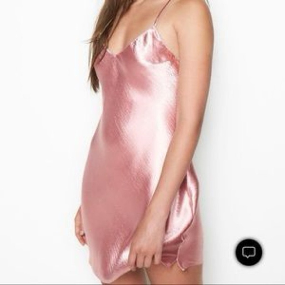 Victoria Secret Cowl Back Satin Pink Slip Dress